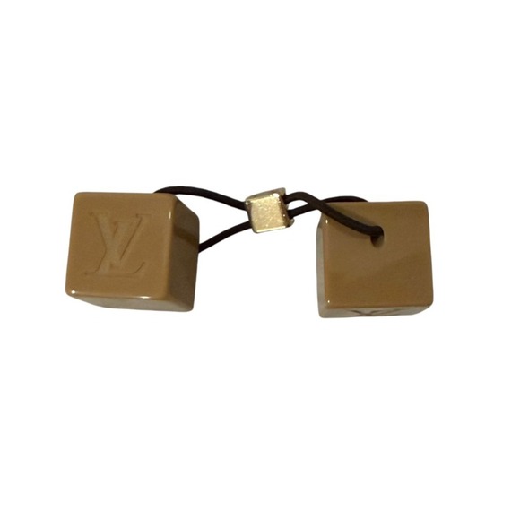 Louis Vuitton Designer Brown Tan Cube Hair Elastic Tie Bobbles Accessory - Picture 1 of 3